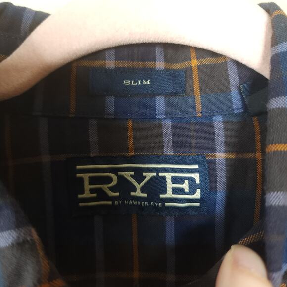 Rye Mens Cotton Slim Fit Button Up Plaid Long Sleeve Shirt Size S Tall - Picture 8 of 11